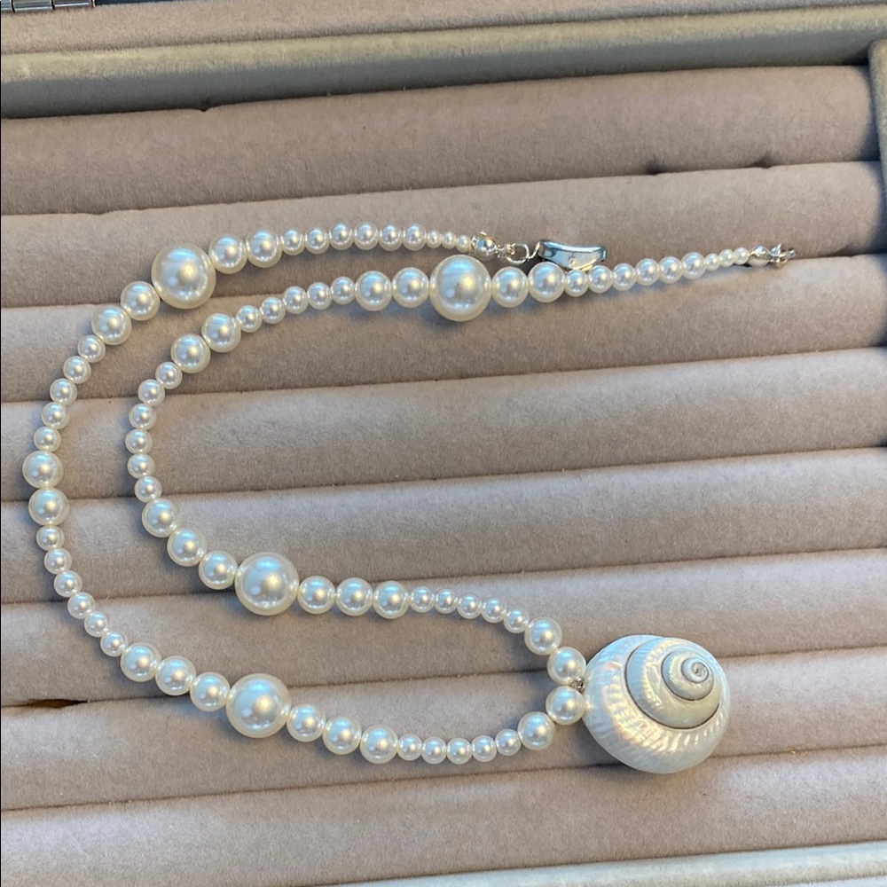 Handmade Natural Aurora Sea Snail & Swarovski Pearl Necklace😎✨CCO - Picture 3 of 3